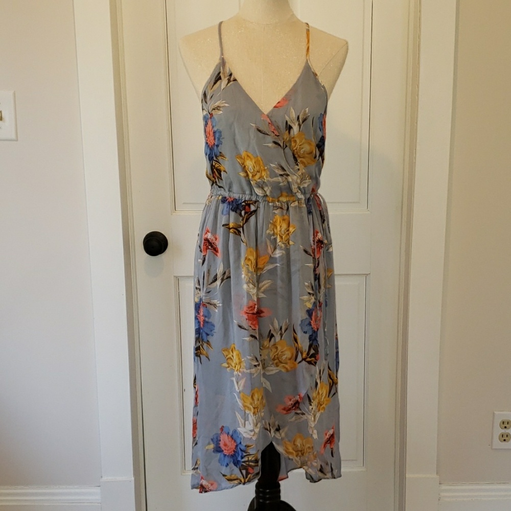 Lucky Brand Floral Tie Waist Midi Dress